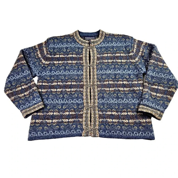 Vintage Wool Cardigan Women Small Sweater Silver Hook Closure Newton Trading Co. - Picture 1 of 12